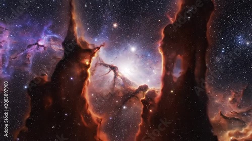 Cosmic pillars of gas and dust in deep space nebula