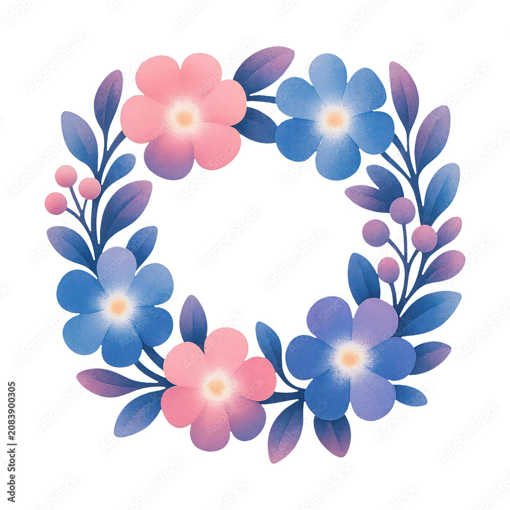 Fototapeta premium PNG Colorful floral wreath illustration.