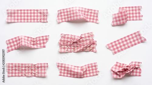 Set of pink checkered masking tape strips