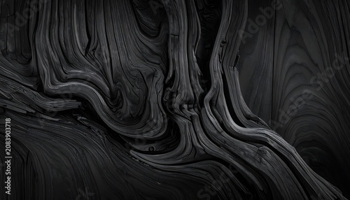 dark wood grain texture, abstract natural pattern with deep grooves and swirling lines, moody monochrome background for design