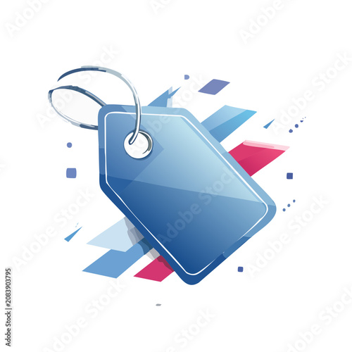 Blue price tag with geometric shapes vector illustration