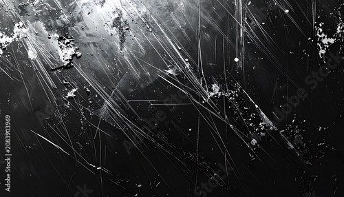 Distressed dark texture with scratches and digital noise, grunge overlay, vintage film grain effect for retro design