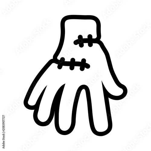 фотографія Stitched hand icon depicts a monstrous appendage created for a horror theme or spooky design project with copy space