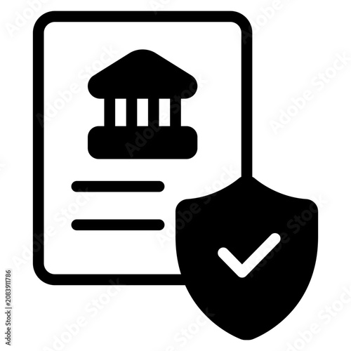 Illustration of a bank document with a shield icon, symbolizing security and protection in financial transactions.
