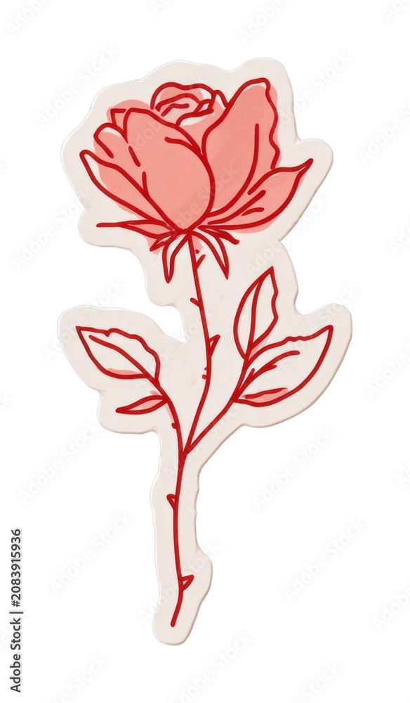 Fototapeta premium PNG Elegant red rose illustration sticker.