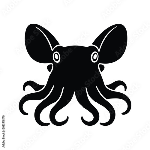Fotografija Cute Octopus Silhouette Icon