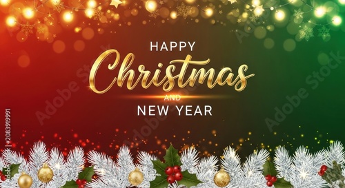 Christmas and New Year greeting card banner.