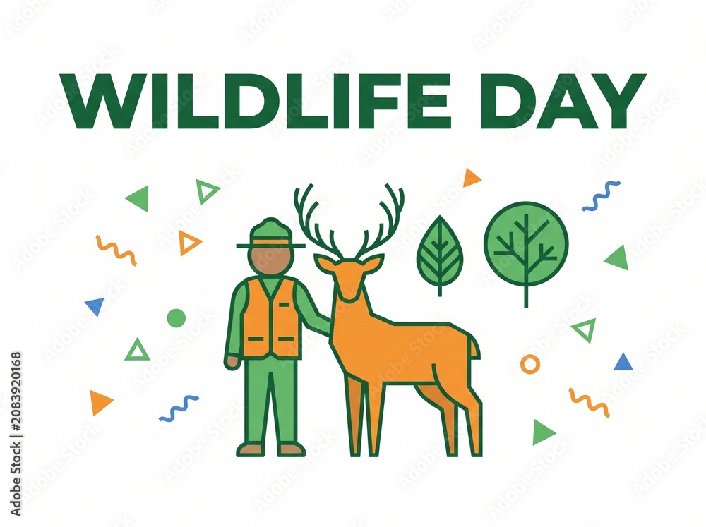 Fototapeta premium Forest Ranger Standing Beside A Majestic Wild Stag Deer During A Nature Conservation Awareness Event Celebration