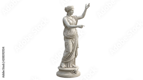 Elegant Classical Statue of a Woman Pointing.