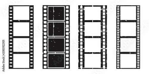 Photos Film reel frames with sprocket holes black and white vector illustration