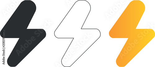 Obraz na płótnie Bold thunderbolt icons in black, white, and gradient styles