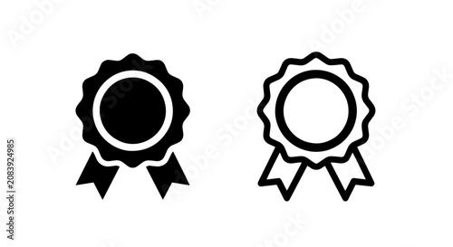 Cuadro en lienzo Award ribbon badge icon set, rosette prize sign design, achievement