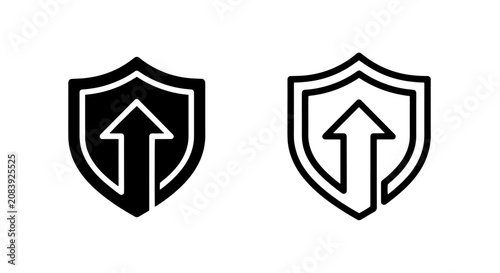 Fotografía Upward arrow shield rank insignia icon set with insignia, military