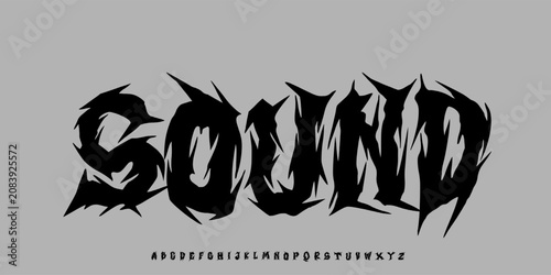 Фотография Sound Font Logo Alphabet Calligraphy Letter Number Set Modern Typography, Oriental Typographic Design for Title Text, Typo Poster Headline, Type Symbol Logotype, Asian Fonts