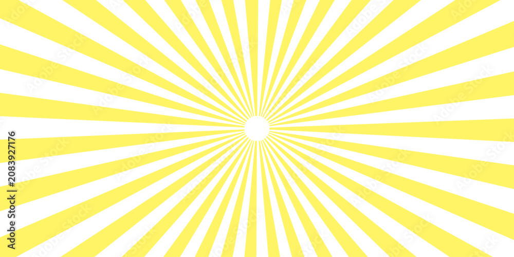 Fototapeta premium Abstract yellow and white sunburst pattern, emanating outward from a bright central point, creating a radiating effect of light and energy.
