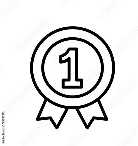 First Place Ribbon Icon with Number One - Symbolizing Achievement and Victory