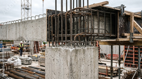 Construction Reinforcement Steel Framework in Urban Industrial Setting