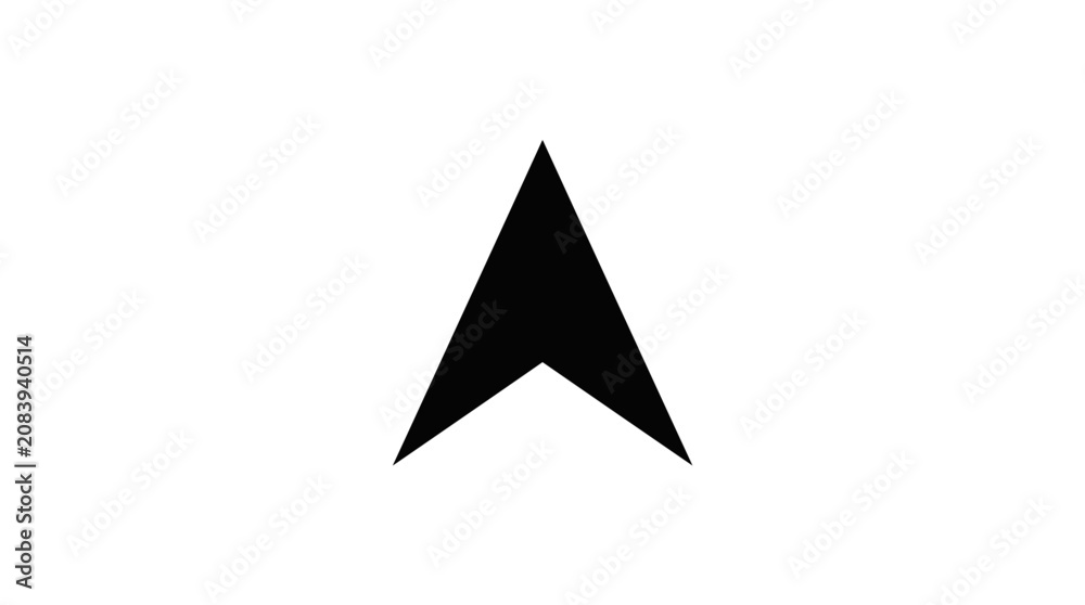 Fototapeta premium A black triangle pointing upwards symbol.