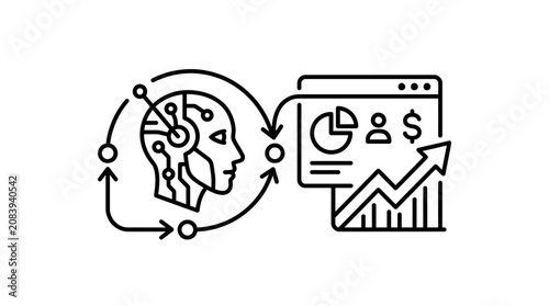 A line icon of business data analysis.