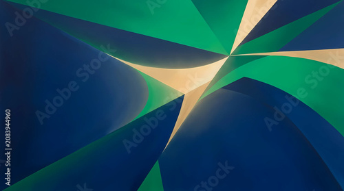 A vibrant abstract artwork with geometric shapes and colors