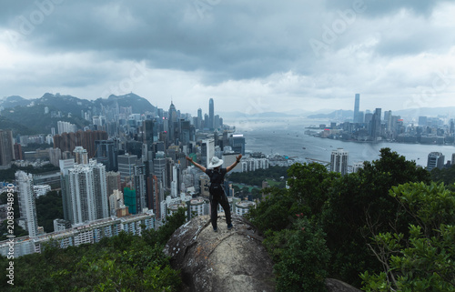 Canvas Print Hiking on the mountain top in Hong Kong