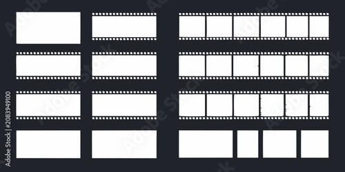 Fotografie Film negative layout with rectangular frames dark background