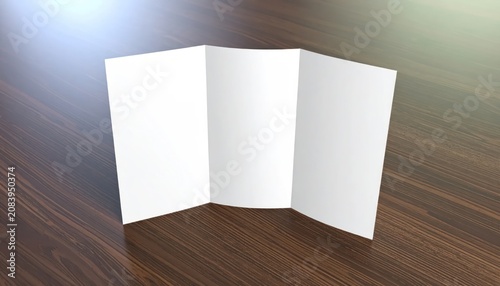 Blank Tri-fold Brochure Mockup Template on Wooden Table - Ready for Design