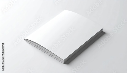 Blank white book or magazine cover on a clean white background, ideal for mockups and design.