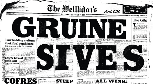 Foto Vintage news reporting broadsheet print concept illustration.