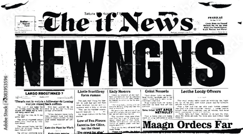 Photography Black and white printed newspaper background texture retro style.