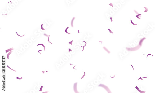 Foto Purple confetti falling during a celebration with a clean white background for a