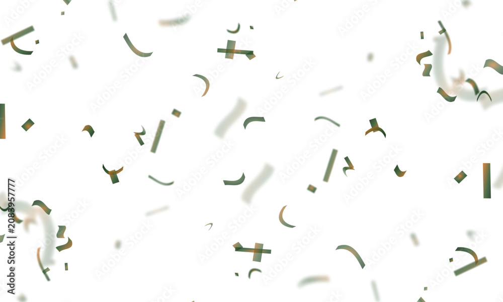 Fototapeta premium Gold and white confetti falling during a celebration against a clean white background