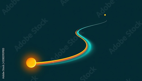 Glowing orb trails vibrant, colorful light across dark, starry expanse