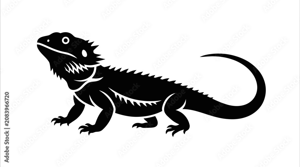 Fototapeta premium Bearded Dragon Silhouette, Reptile Icon, Animal Graphic, Wild Life Vector