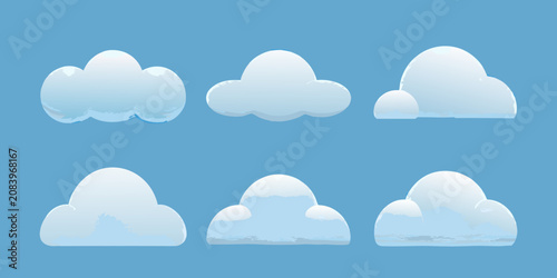 Photos Six White Clouds In Various Shapes Vector Illustration Against Blue
