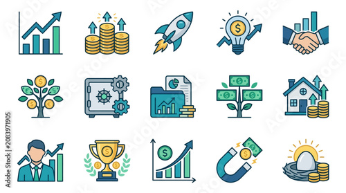 Business Finance Icons and Symbols.