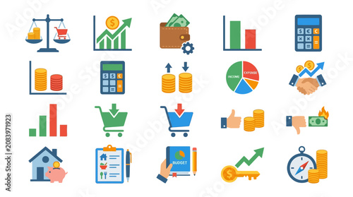 Business Finance Icons and Symbols.