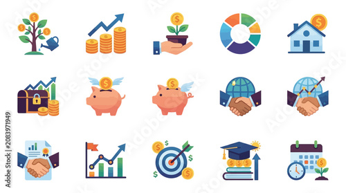 Business Finance Icons and Symbols.