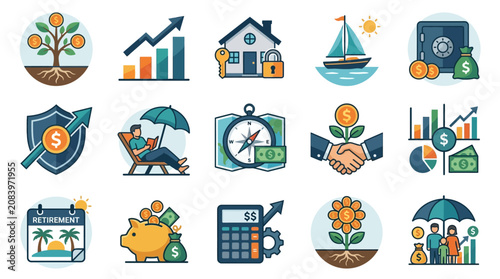 Business Finance Icons and Symbols.