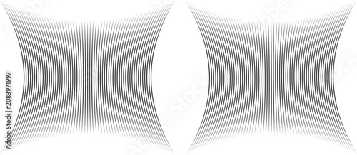 Tableau sur toile Symmetrical warped line patterns creating curved optical depth effect