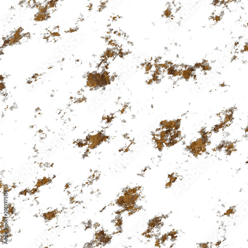 Rusty grunge texture overlay with brown metallic stains and as cut out PNG