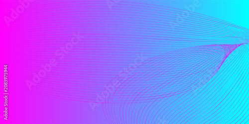 Modern futuristic background featuring elegant overlapping abstract wave lines in bright magenta pink over a blue and cyan gradient background.