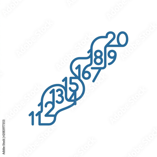 Abstract blue line art with numbers forming a wave pattern.