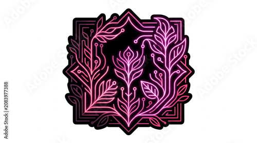 Abstract Floral Geometric Neon Design Element.