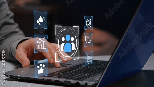 Customer insights concept. Customer analytics and data visualization, consumer behavior analysis, audience understanding and business intelligence.
