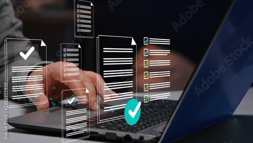 Billede på lærred Business performance checklist for form approval concept
