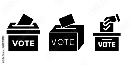 Obraz na plátně Democratic election ballot box with vote paper vector icon