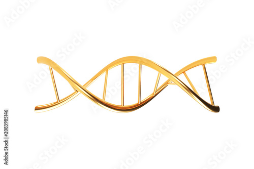 Golden DNA 3d rendering on a white background