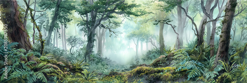 Amazon Rainforest Watercolour Landscape