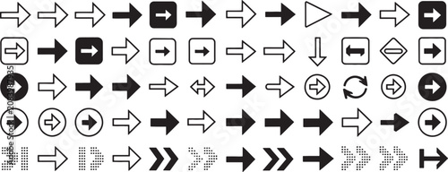 Arrows Navigation Direction Icon Set with Black Outlines and Filled Styles for Ui Flow and Routing Illustration